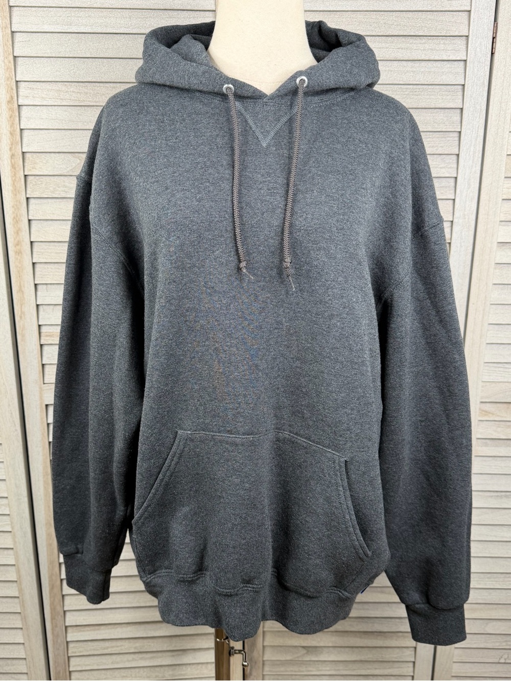 RUSSELL ATHLETIC Men's Vintage Y2K Charcoal Gray Pullover Hoodie Sweatshirt-XL